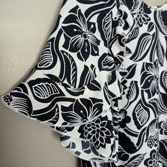 Ann Taylor Factory Floral Dress navy blue and white size medium - Picture 6 of 9